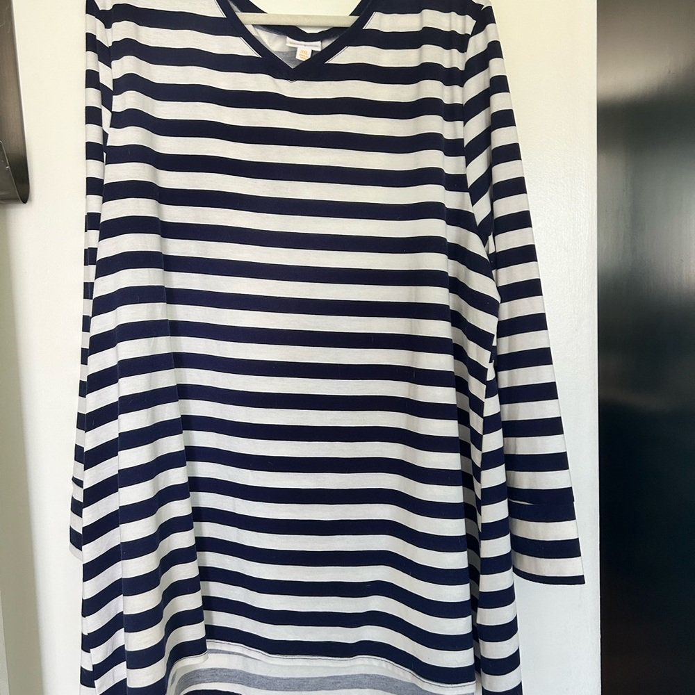 LuLaRoe Navy and White Striped Top